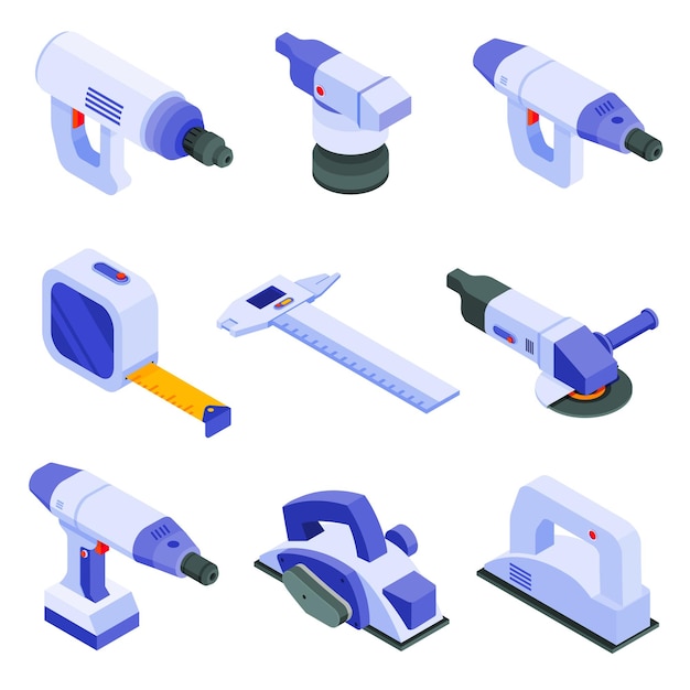 Electric Tools Isometric Icons