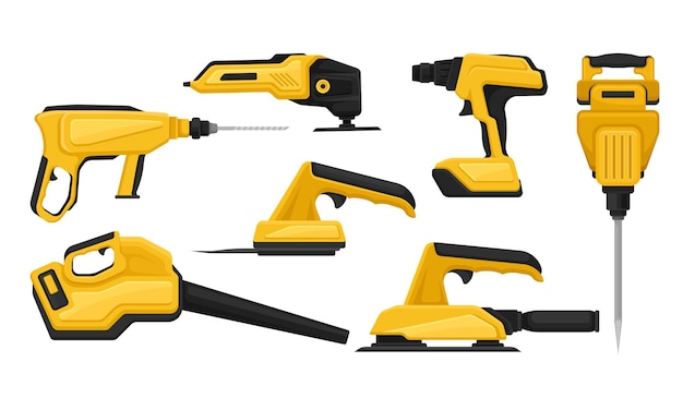 Electric Tools for Repair and Construction Vector Set