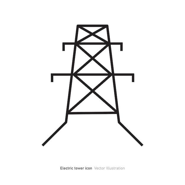 ベクトル 電気塔のアイコンデザイン 格子塔とオーバーヘッドの電力ベクトルイラスト