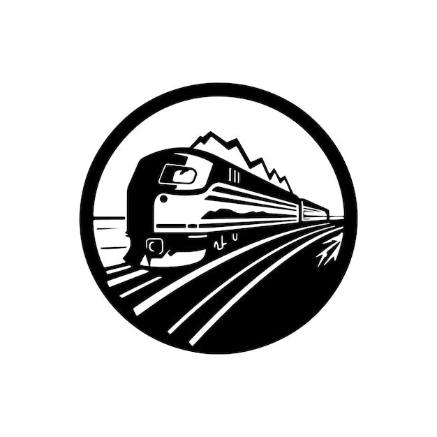 Electric train in circle logo train icon metro vector silhouette isolated design tram vector template