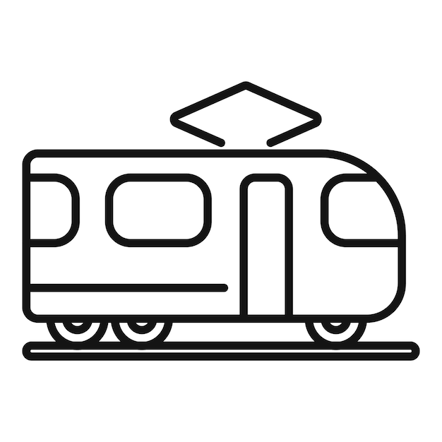 Vector electric train icon outline vector railway bus travel ticket