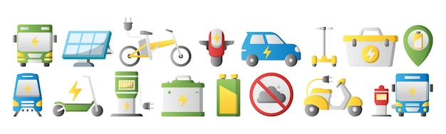 Electric transport icon set design template vector illustration