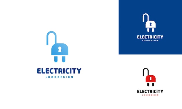 Electric unlock logo design concept vector