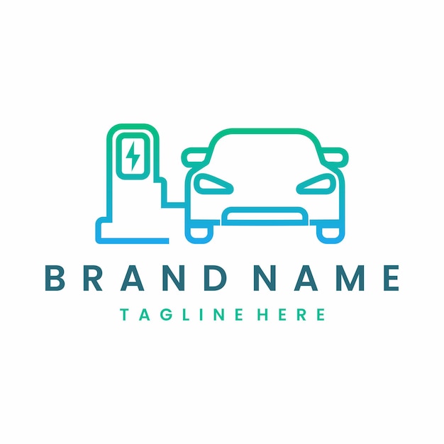 Electric Vehicle Car Charge Station Logo Design