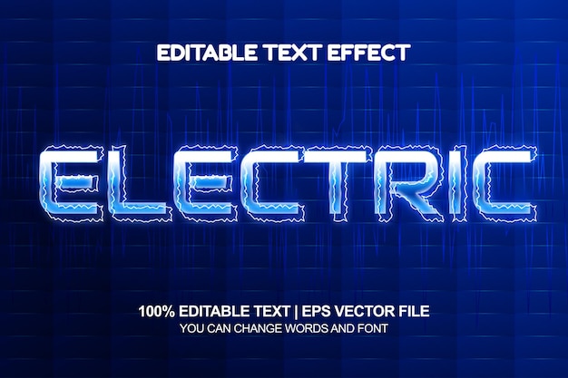 Effetto di stile di testo modificabile volt elettrico sul blu