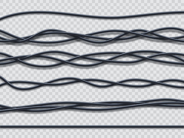 Vector electric wire realistic cable 3d vector cords