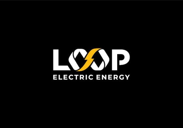 Elettrico con il concetto di infinito, marchio denominativo per l'ispirazione del design del logo elettrico del loop