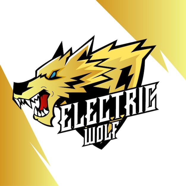 Logo mascotte esport lupo elettrico