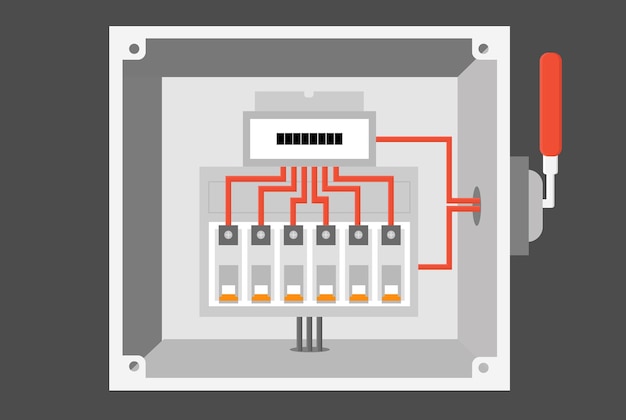 An electrical cabinet with switch transformer toggle switch vector illustration