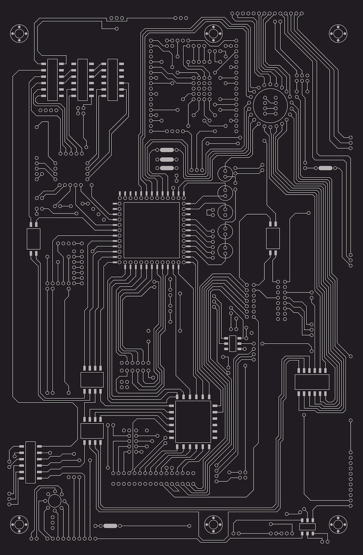 Vector 通信技術の電気回路図 ベクトルイラスト