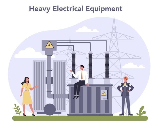 Vettore industria dei componenti elettrici e delle apparecchiature. tecnologia per l'elettricità pesante.