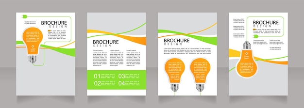 Electrical energy networks building blank brochure design. Template set with copy space for text. Premade corporate reports collection. Editable 4 paper pages. Calibri, Arial fonts used