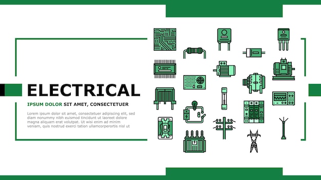 Vettore ingegnere elettrico industria lavoro atterraggio pagina web vettore tecnico tecnologia attrezzature ingegneria industriale manutenzione servizio lavoratore ingegnere elettrico industria lavoro illustrazione