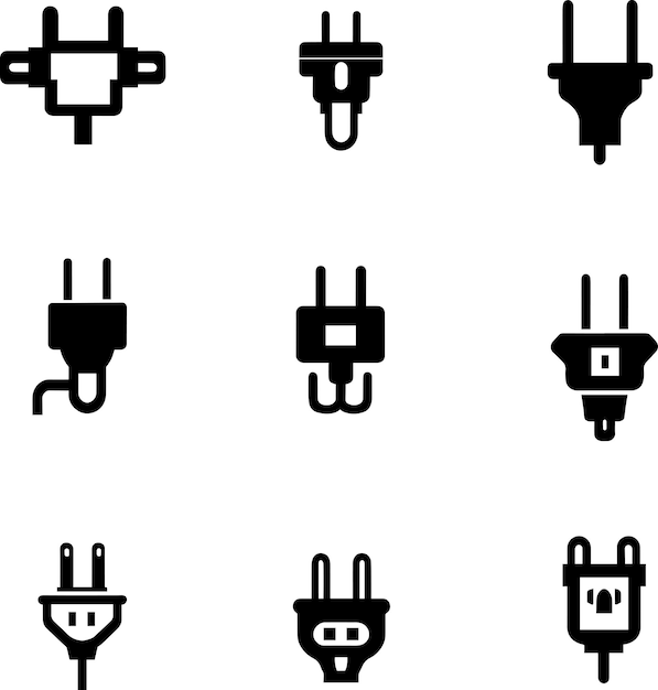 electrical plug icon vector silhouette
