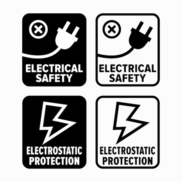 Vector electrical safety and electrostatic protection signs