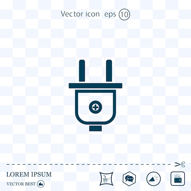 Electrical socket and plug vector icon on background