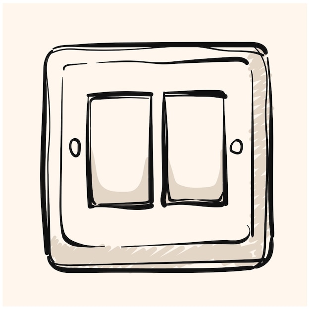 Electrical switch icon in doodle sketch lines On off button light lamp
