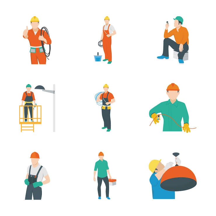 Vector electrical worker icons
