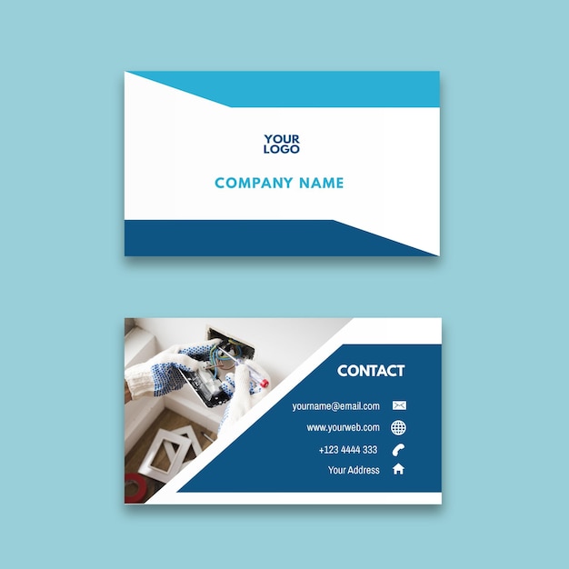 Vector electrician ad horizontal business card template