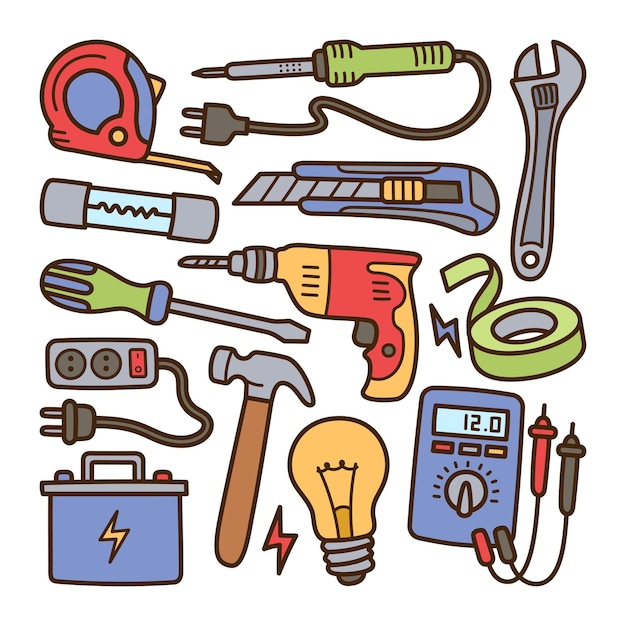 Vector electrician doodle illustration