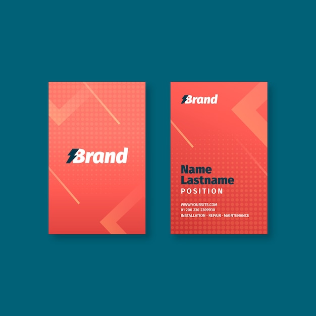 Vector electrician double-sided vertical business card template