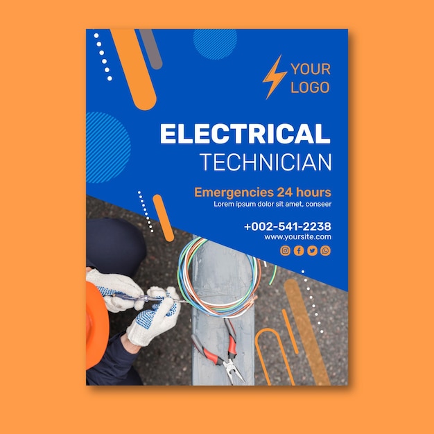 Vector electrician flyer v design