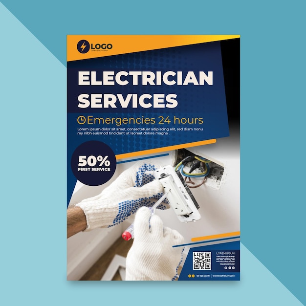 Vector electrician flyer vertical