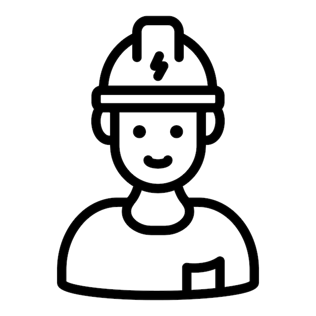 Electrician in helmet icon Outline electrician in helmet vector icon for web design isolated on white background