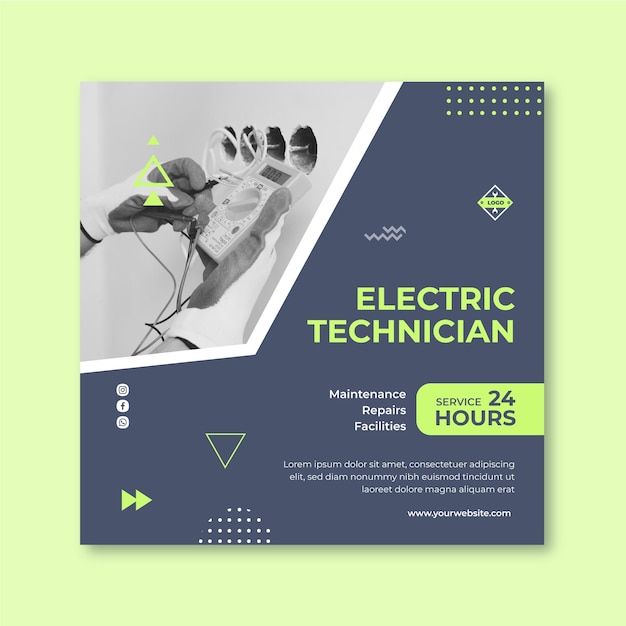 Electrician square flyer template