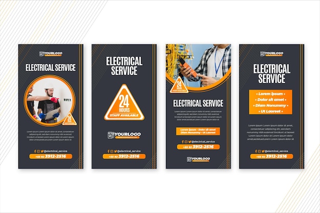 Vector electrician stories template