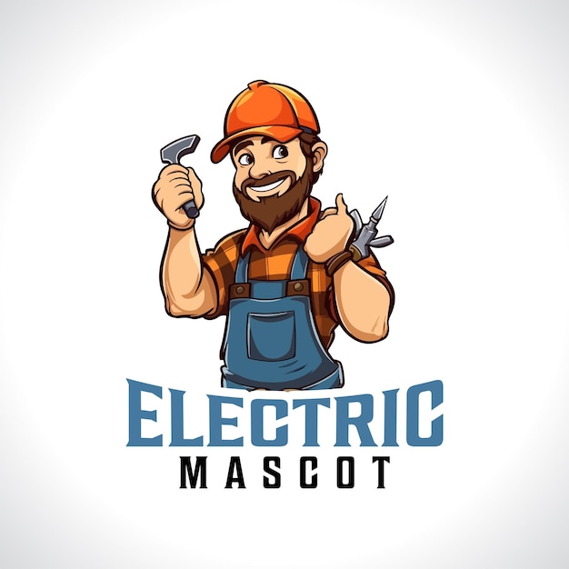 Electrician Technician Mascot Logo Design