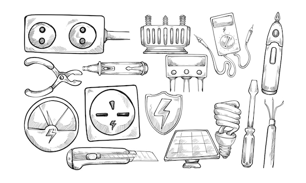 電気技師の仕事 手描きコレクション