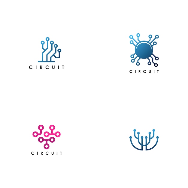 Electricity circuit logo set vector