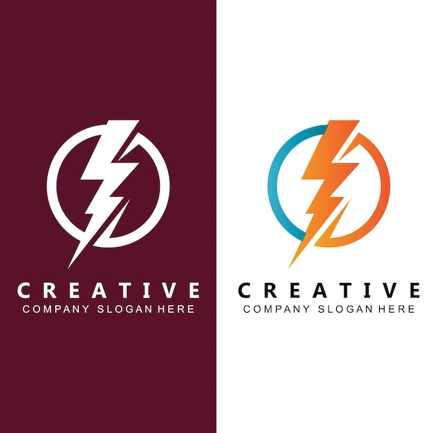 ELECTRICITY CURRENT VECTOR DESIGN LOGO COOL LIGHTNING