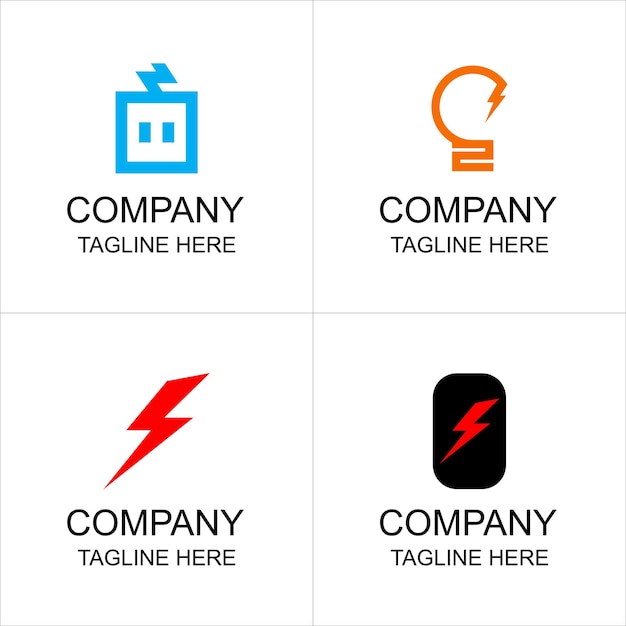 電気とエネルギーのロゴ コレクションは、デジタルと印刷に使用できます。