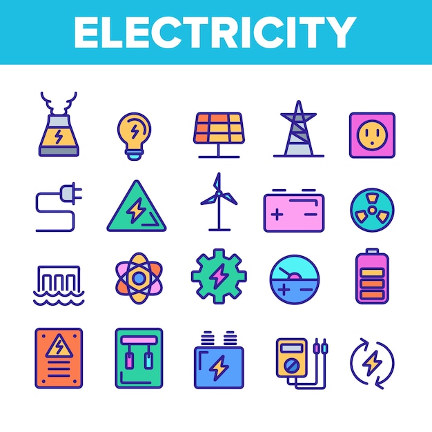 Electricity Industry Icons Set 