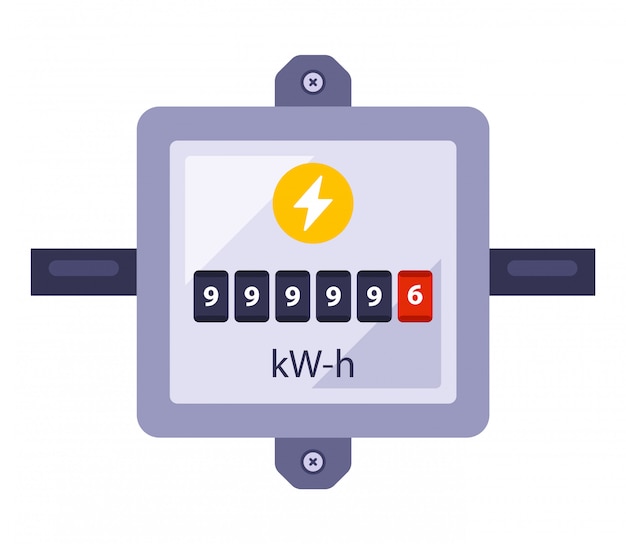 Contatore elettrico per registrare il consumo di energia. illustrazione piatta