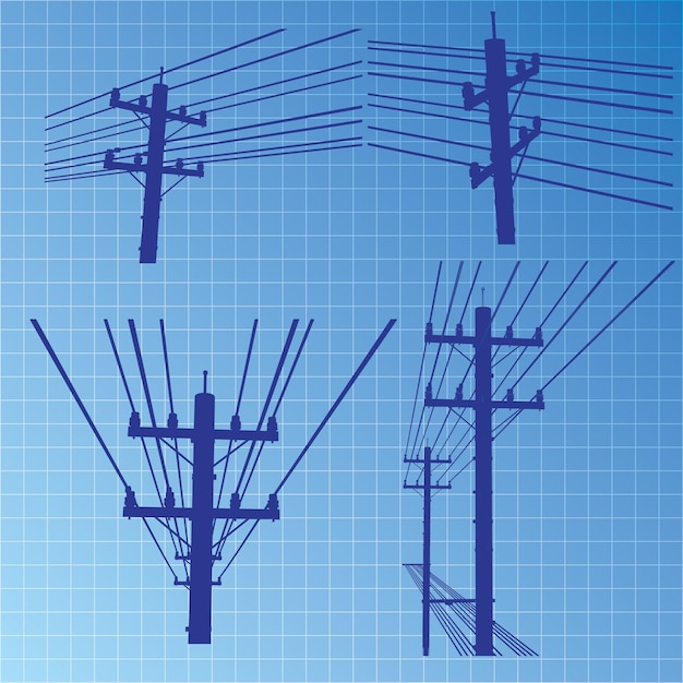 Vector electricity poles and structures construction