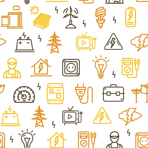 Electricity Signs Seamless Pattern Background Vector