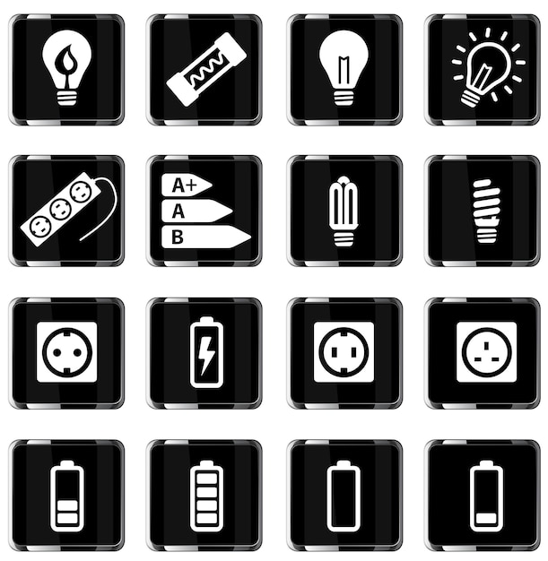 Electricity simply vector icon set