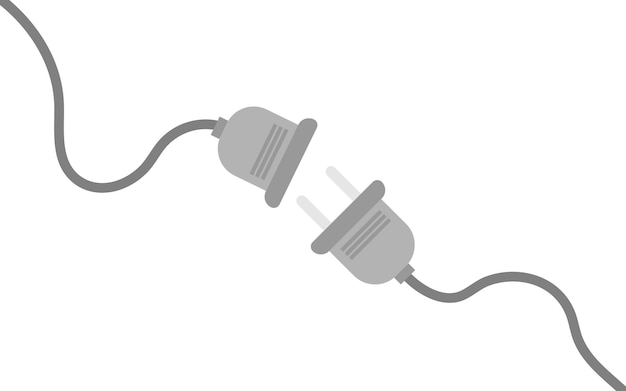 Vector electricity socket wire poor connection flat style vector illustration