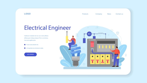 電気工事サービスのウェブバナーまたはランディングページ