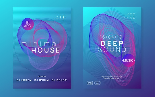 Electro event. dynamic gradient shape and line. curvy discotheque cover set. electro event neon flyer. trance dance music. electronic sound. club fest poster. techno dj party.