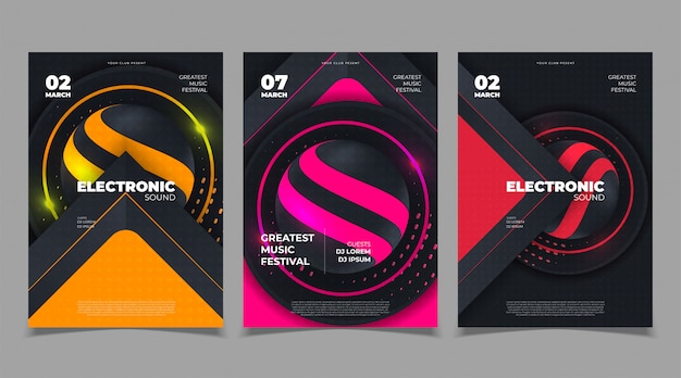 Electro party music flyer template invitation