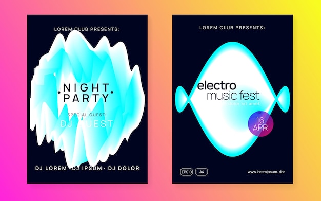 Vettore electro poster disco e show shape cool effect per set futur