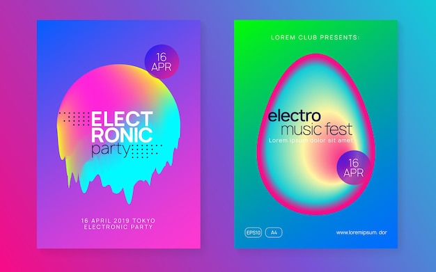 Electro poster techno en discotheek design golvende disco party