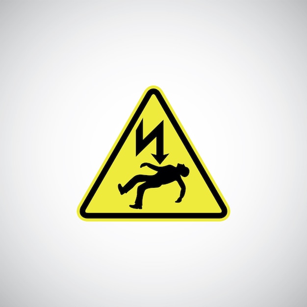 Vector electrocution risk sign on white background