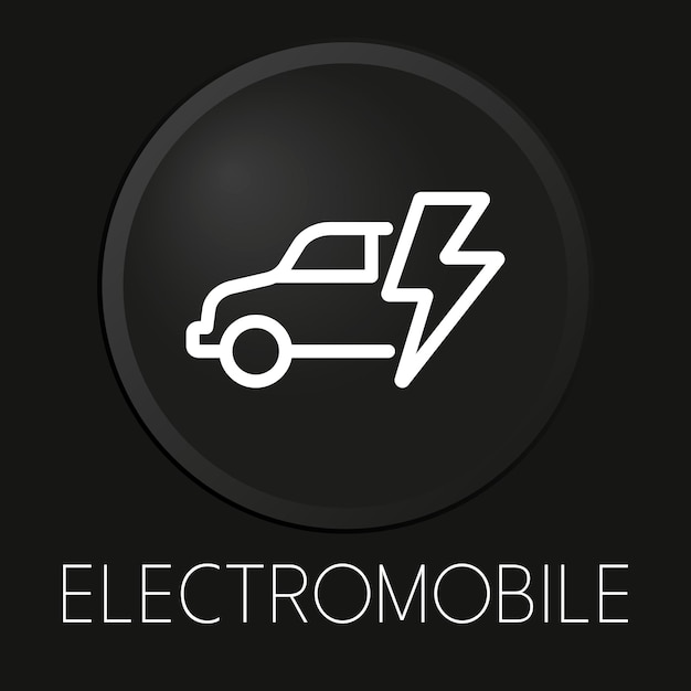 Electromobile minimal vector line icon on 3d button isolated on black background premium vector