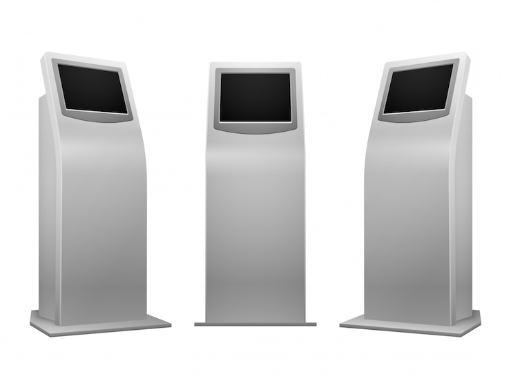 Vector electronic advertising stand display interactive kiosk