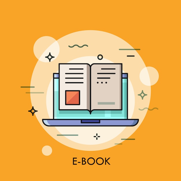 Electronic book icon, digital reading concept